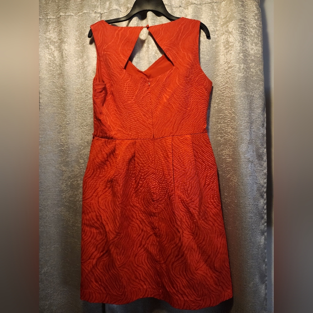 Ellen Tracy Bold Orange Textured Dress w/pockets. (Belt Loops/No Belt) - Picture 2 of 5